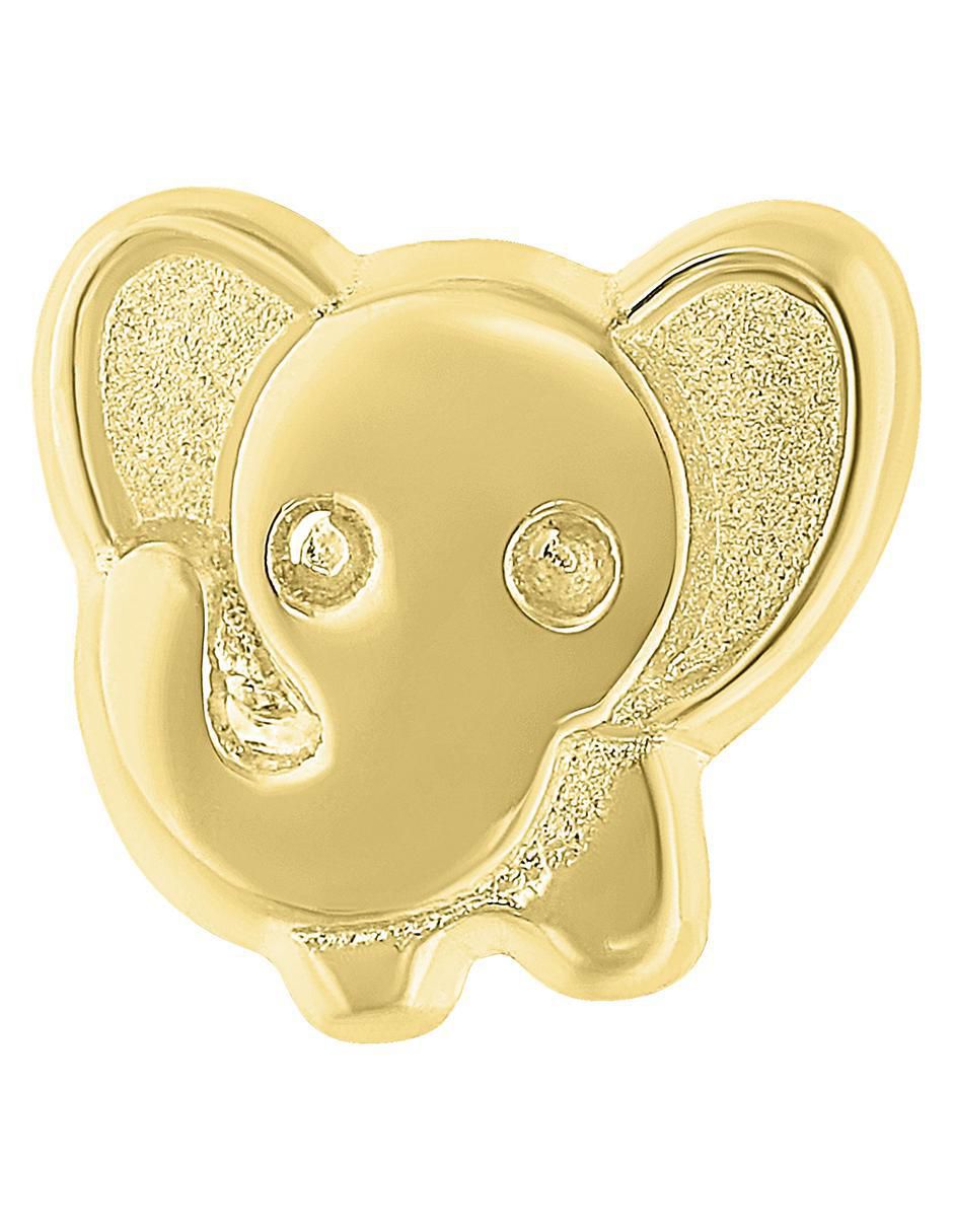Arete de elefante de oro amarillo 10 K con acabado brillante zirconia 2