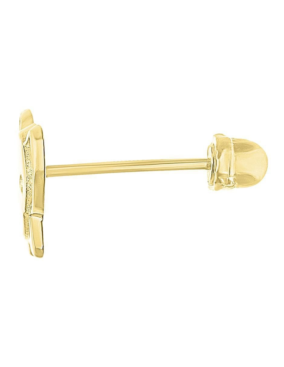 Arete de elefante de oro amarillo 10 K con acabado brillante zirconia 3