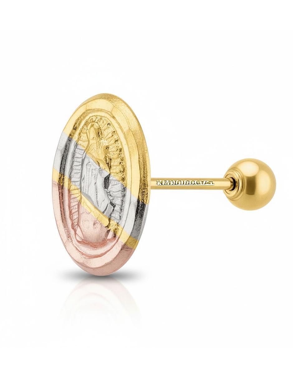 Arete ovalado de oro 10 K con acabado brillante 2