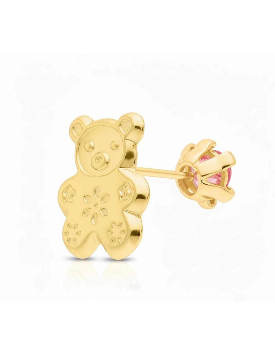 Broquel individual de oso de oro amarillo 10 K con acabado brillante zirconia Broquel individual de oso de oro amarillo 10 K con acabado brillante zirconia