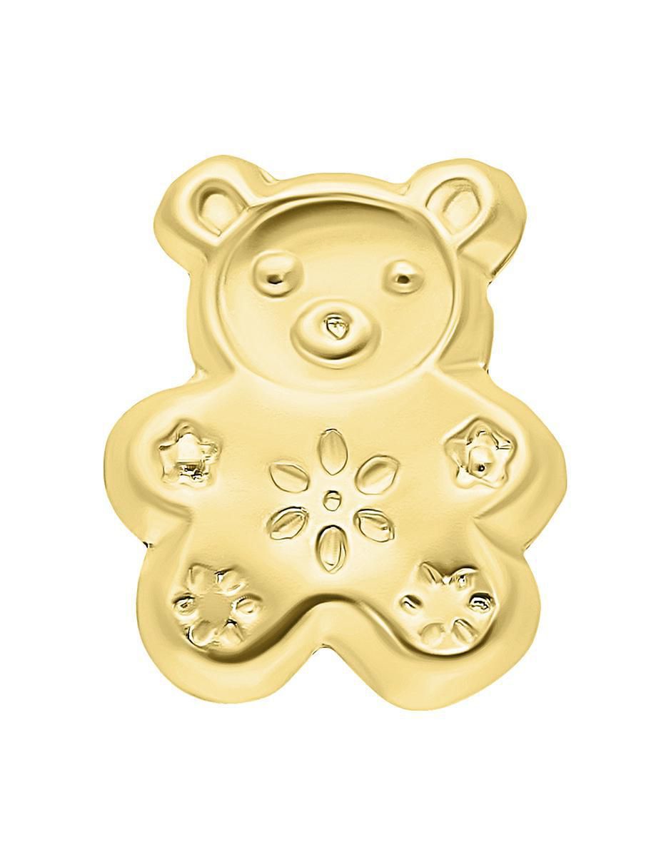 Broquel individual de oso de oro amarillo 10 K con acabado brillante zirconia 2