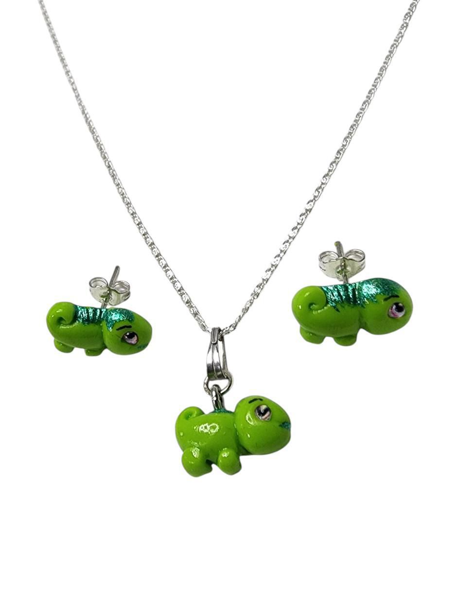 Aretes y collar de plata P 925 2