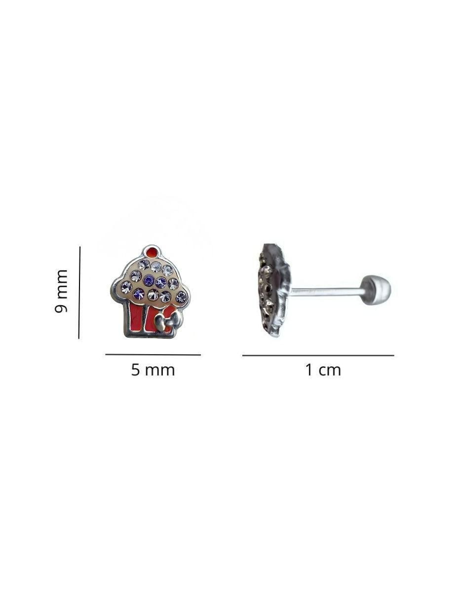 Broqueles de cupcake de plata P 925 con acabado pavé zirconia 4