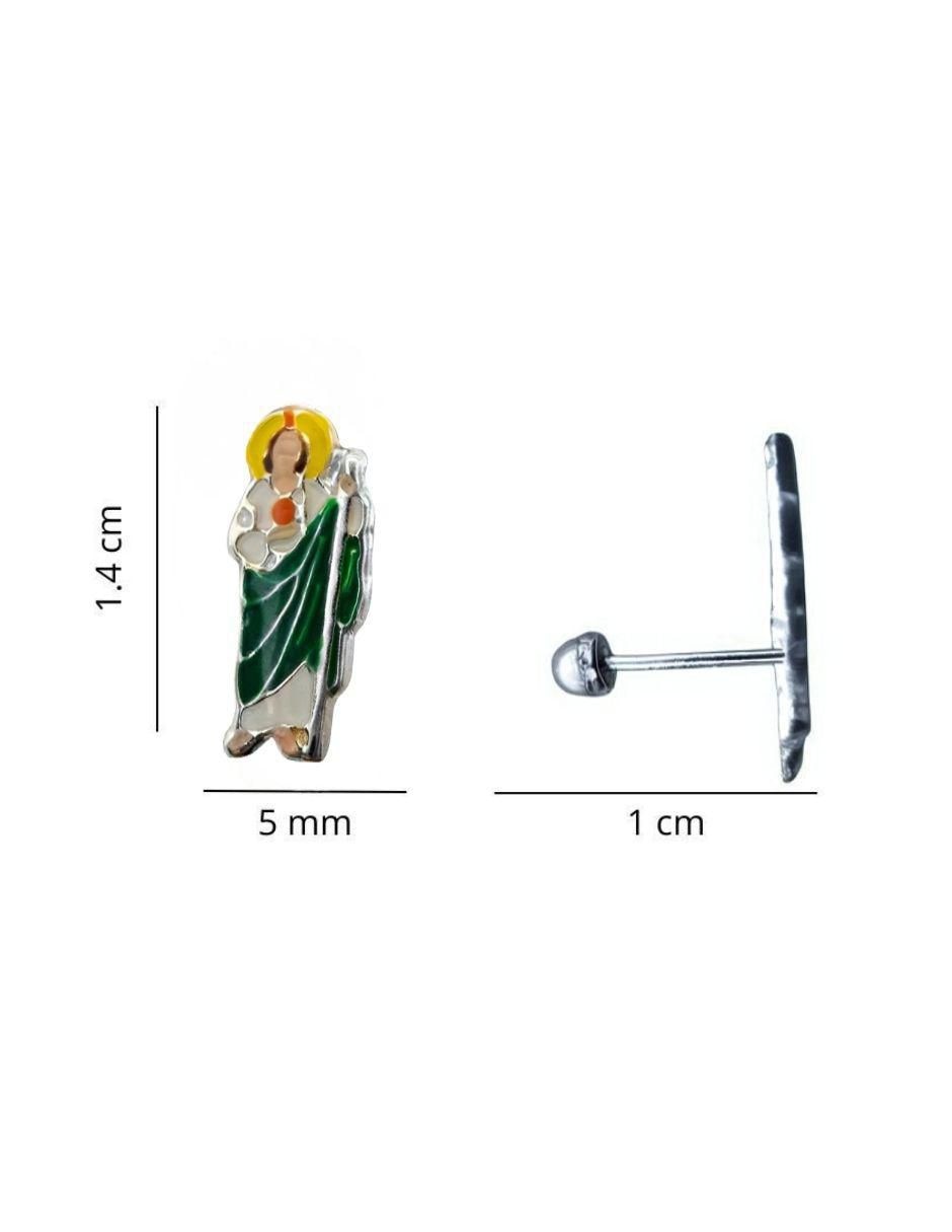 Broqueles San Judas Tadeo de plata P 925 con acabado esmaltado 4