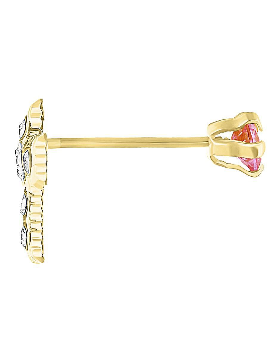 Arete de cruz de oro amarillo 10 K con acabado brillante zirconia 3