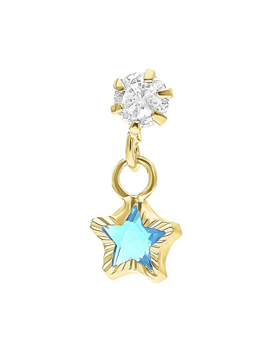 Arete de estrella de oro amarillo 10 K con acabado brillante zirconia 2