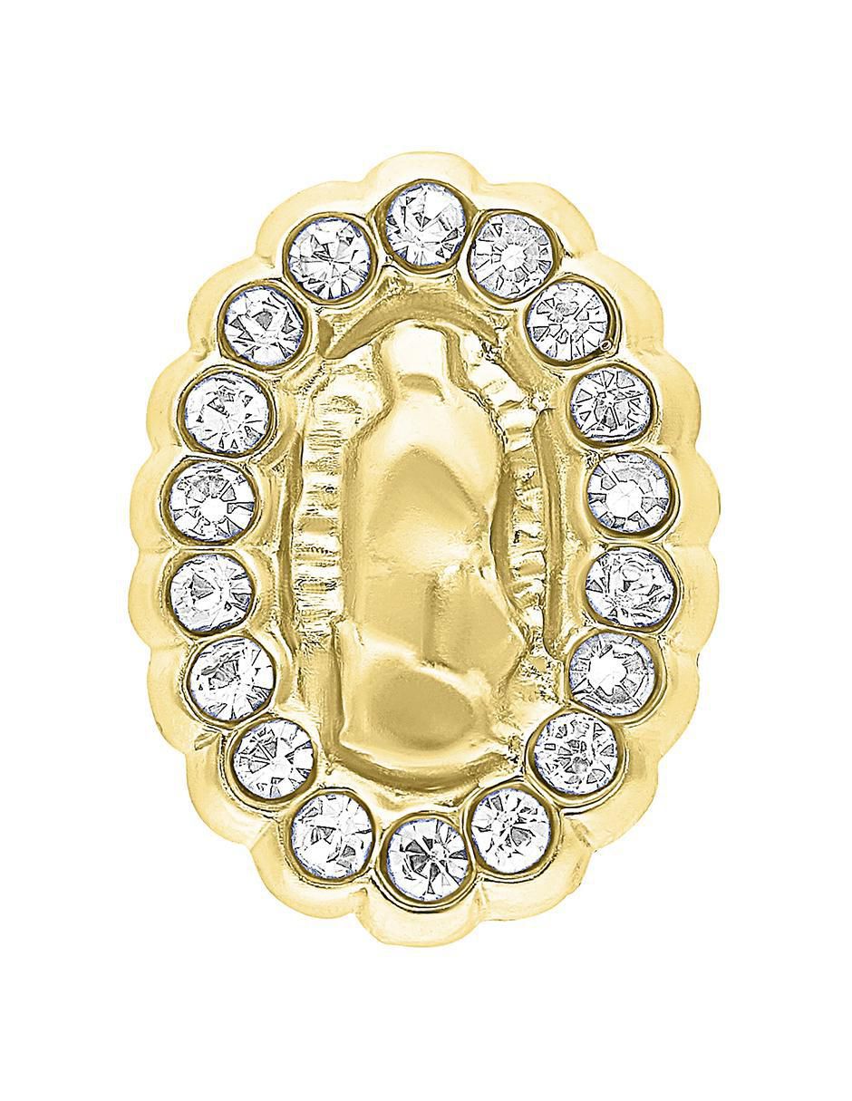 Arete ovalado de oro amarillo 10 K con acabado brillante zirconia 2