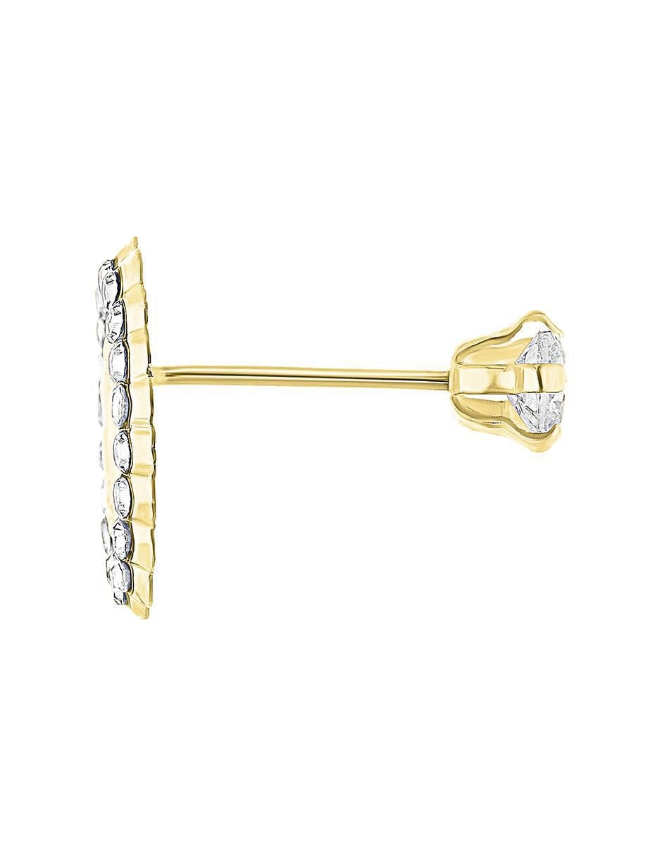 Arete ovalado de oro amarillo 10 K con acabado brillante zirconia 3