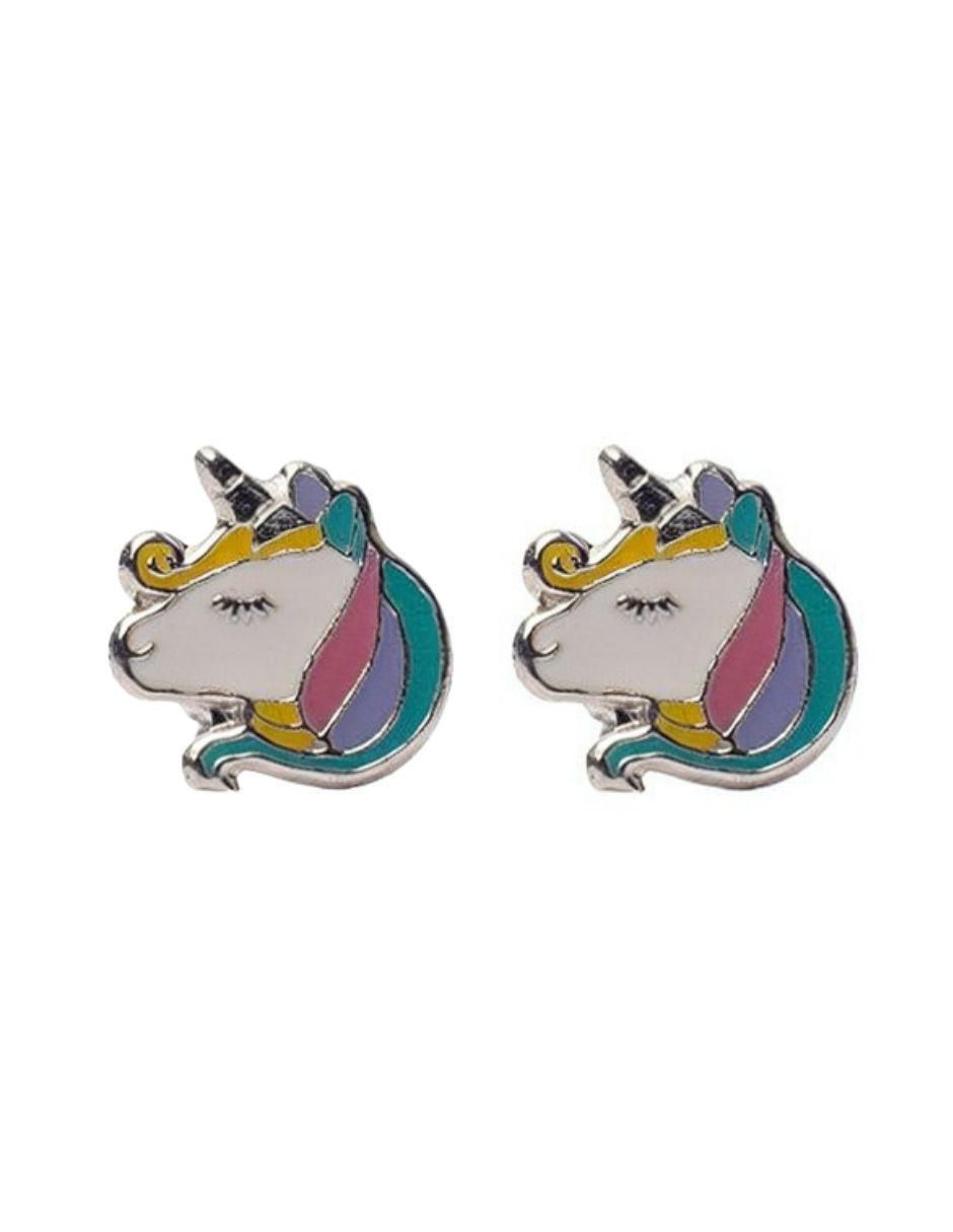 Broqueles de unicornio de plata P 925 con acabado esmaltado