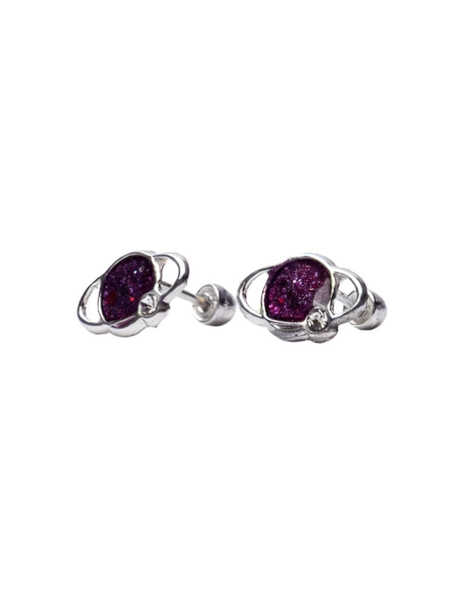 Broqueles de planeta de plata P 925 con acabado esmaltado zirconia