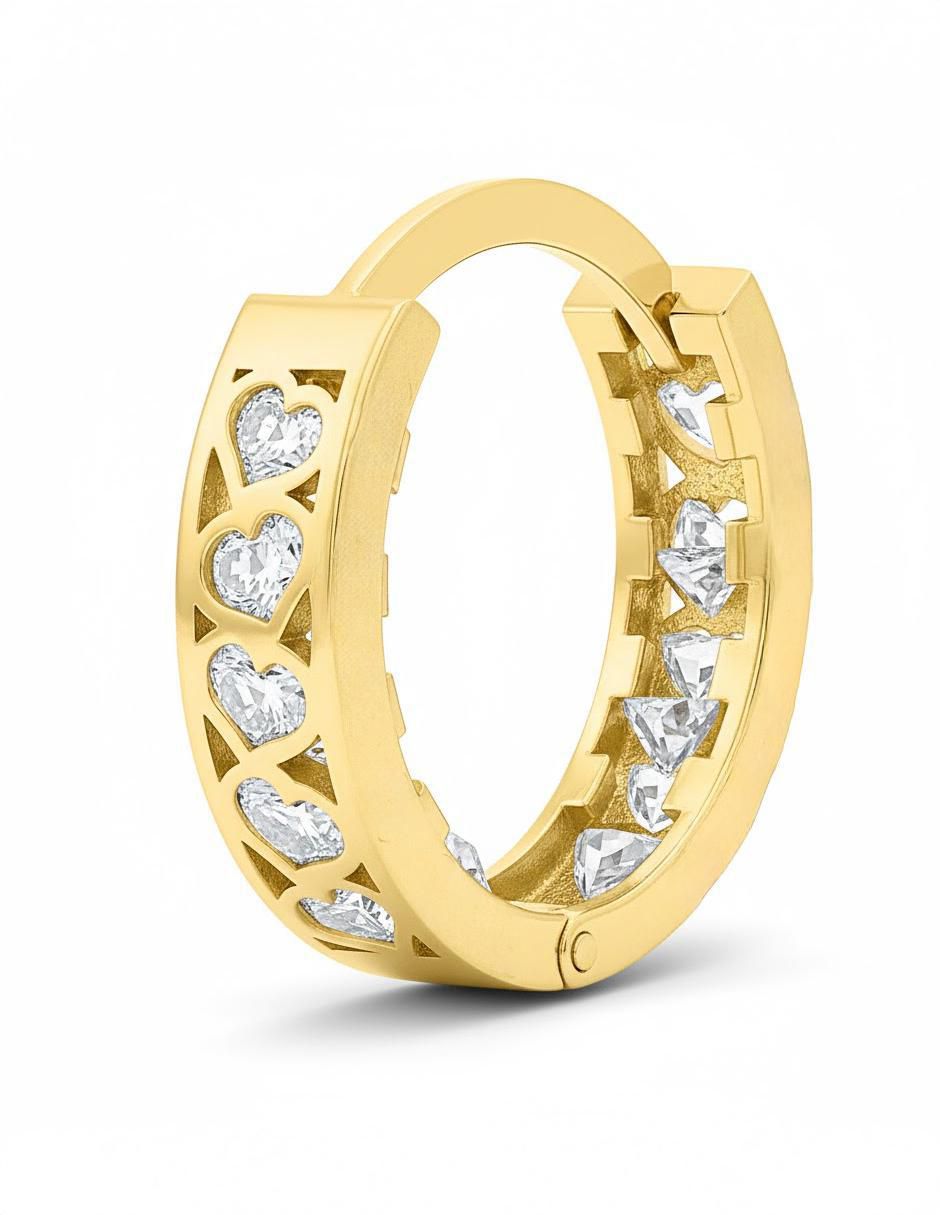 Huggies de oro amarillo 10 k con acabado brillante zirconia