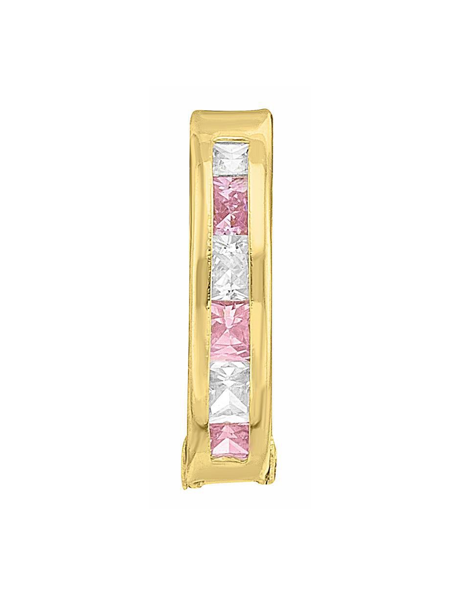 Aretes huggies de oro amarillo 10 k con acabado brillante zirconia 2