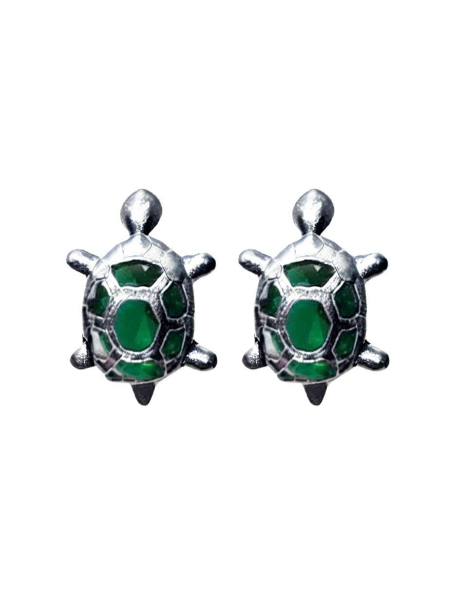 Broqueles de tortuga de plata P 925 con acabado pavé zirconia