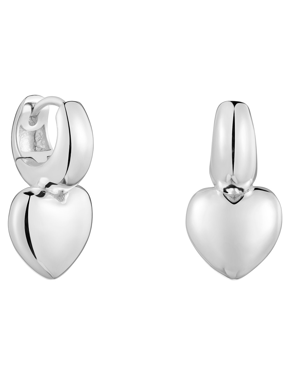 Aretes cortos de corazón Flechazo de plata P 925 con acabado brillante