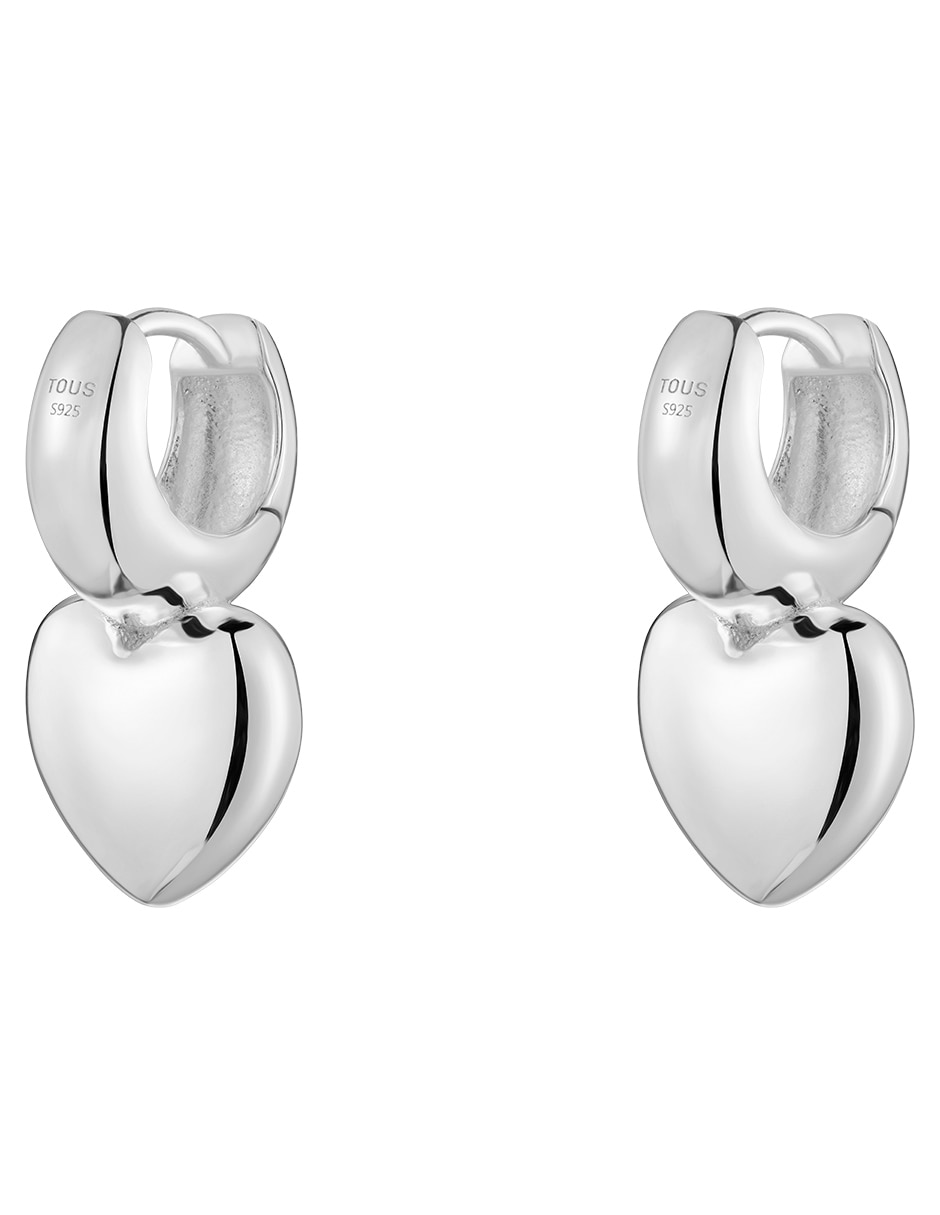 Aretes cortos de corazón Flechazo de plata P 925 con acabado brillante 2