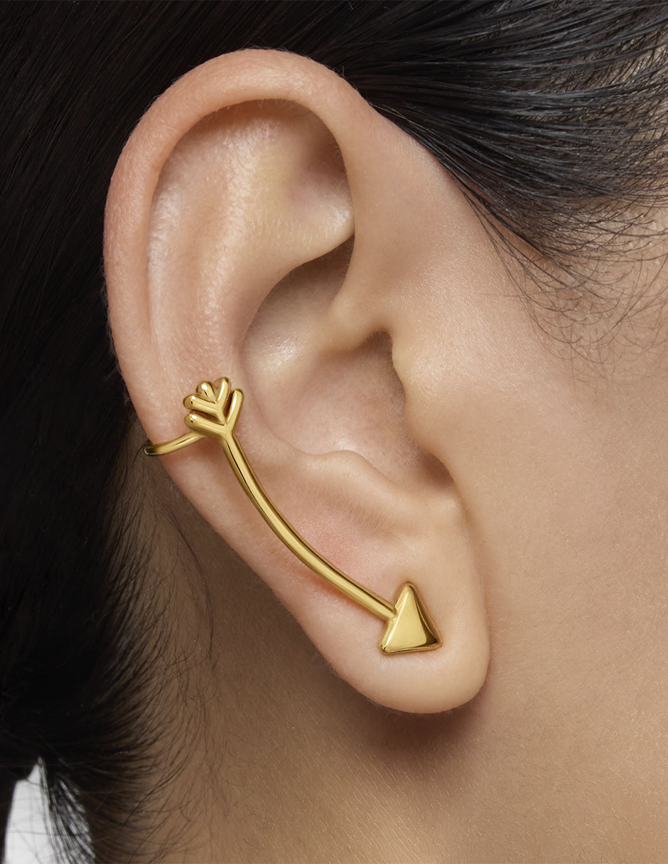 Arete de flecha Flechazo de plata P 925 con acabado baño de oro 5