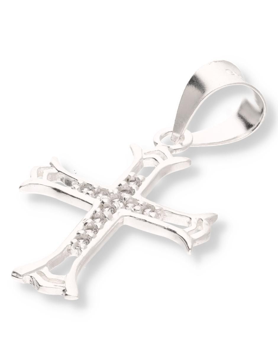 Dije de cruz de plata P 925 circonita 2