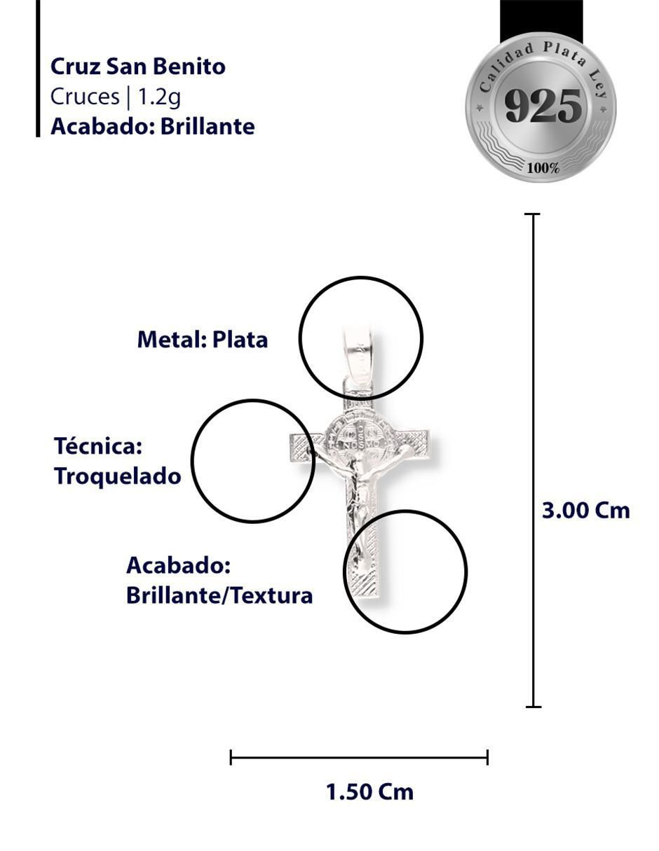 Dije de cruz San Benito de plata P 925 3