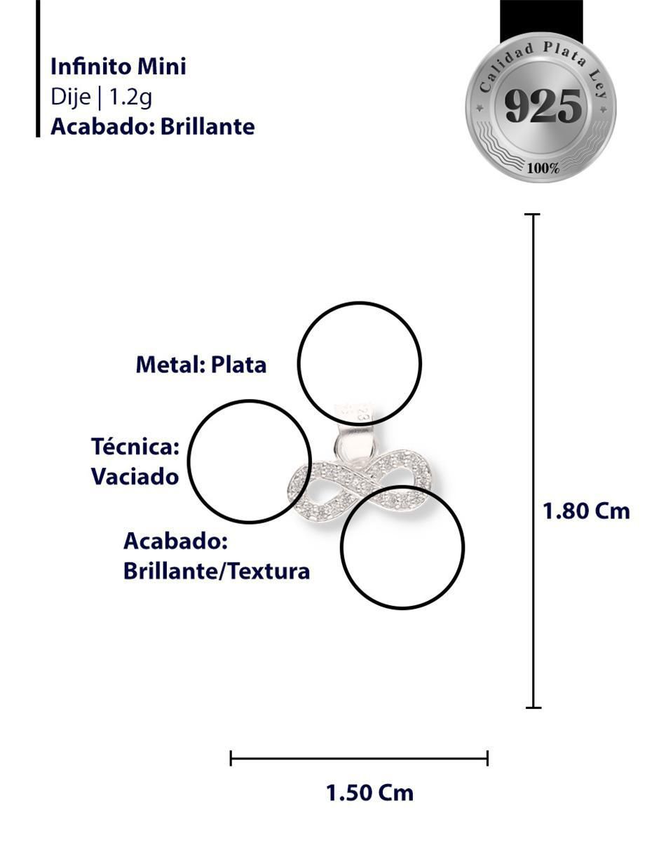 Dije de infinito Love de plata P 925 circonita 3