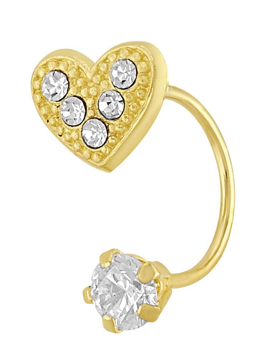 Broquel individual de corazón de oro 10 K zirconia