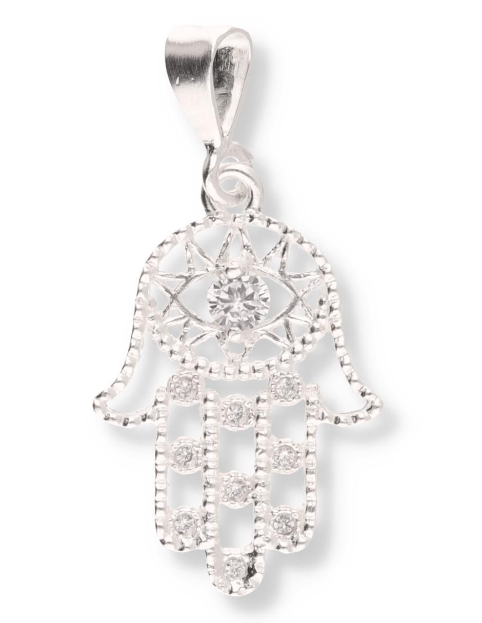 Dije de mano de Fátima Love de plata P 925 circonita