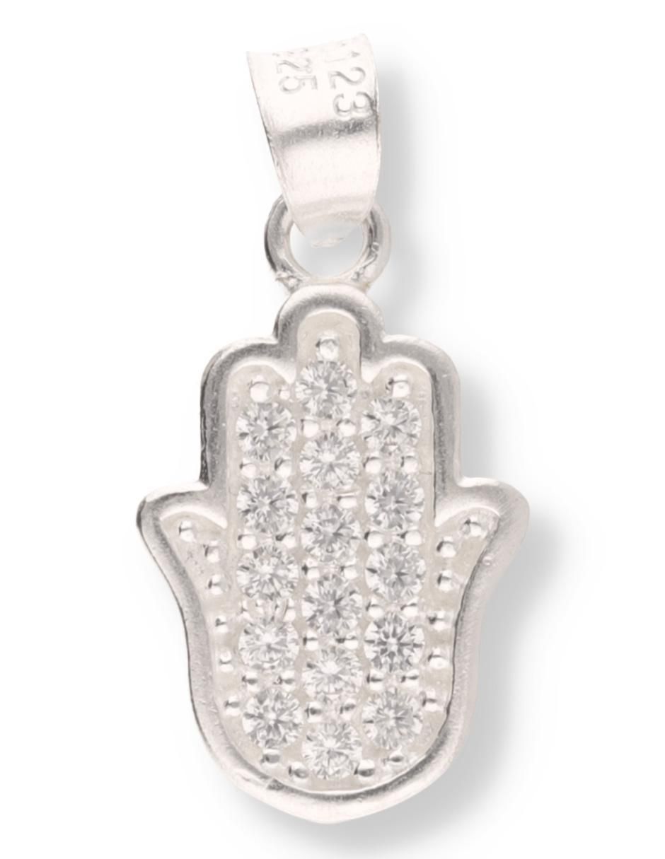 Dije de mano de Fátima Love de plata P 925 circonita