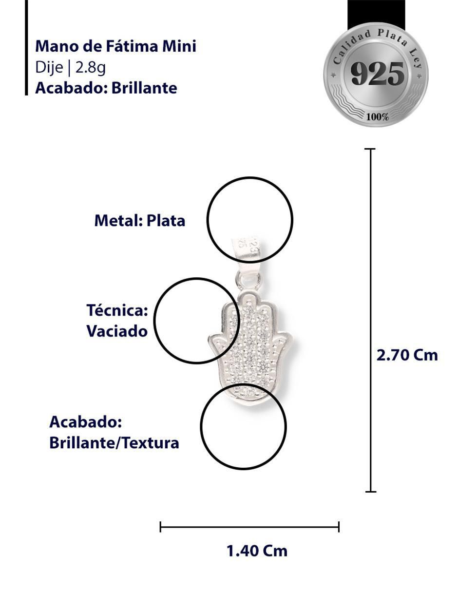 Dije de mano de Fátima Love de plata P 925 circonita 3