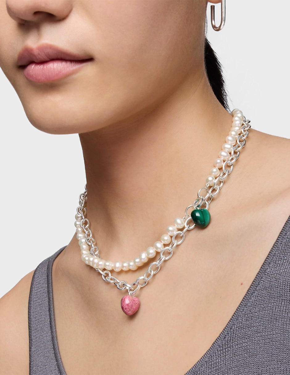 Dije de corazón Flechazo de plata P 925 rodonita 4