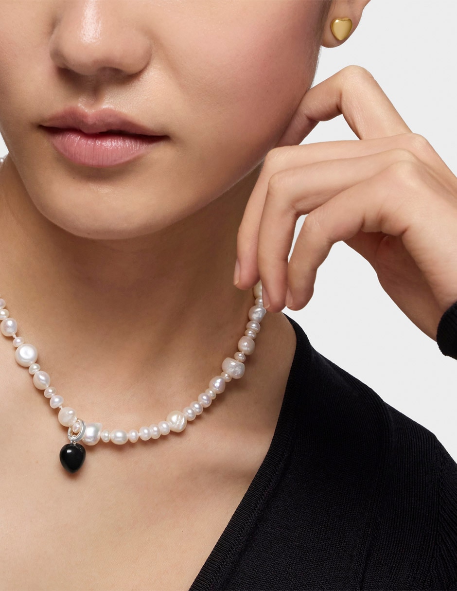 Dije de corazón Flechazo de plata P 925 ónix 5