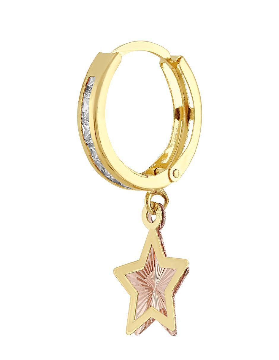 Huggie individual de estrella de oro 10 K con acabado brillante zirconia