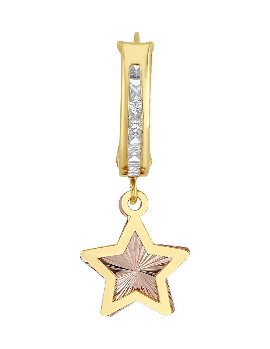 Huggie individual de estrella de oro 10 K con acabado brillante zirconia 4
