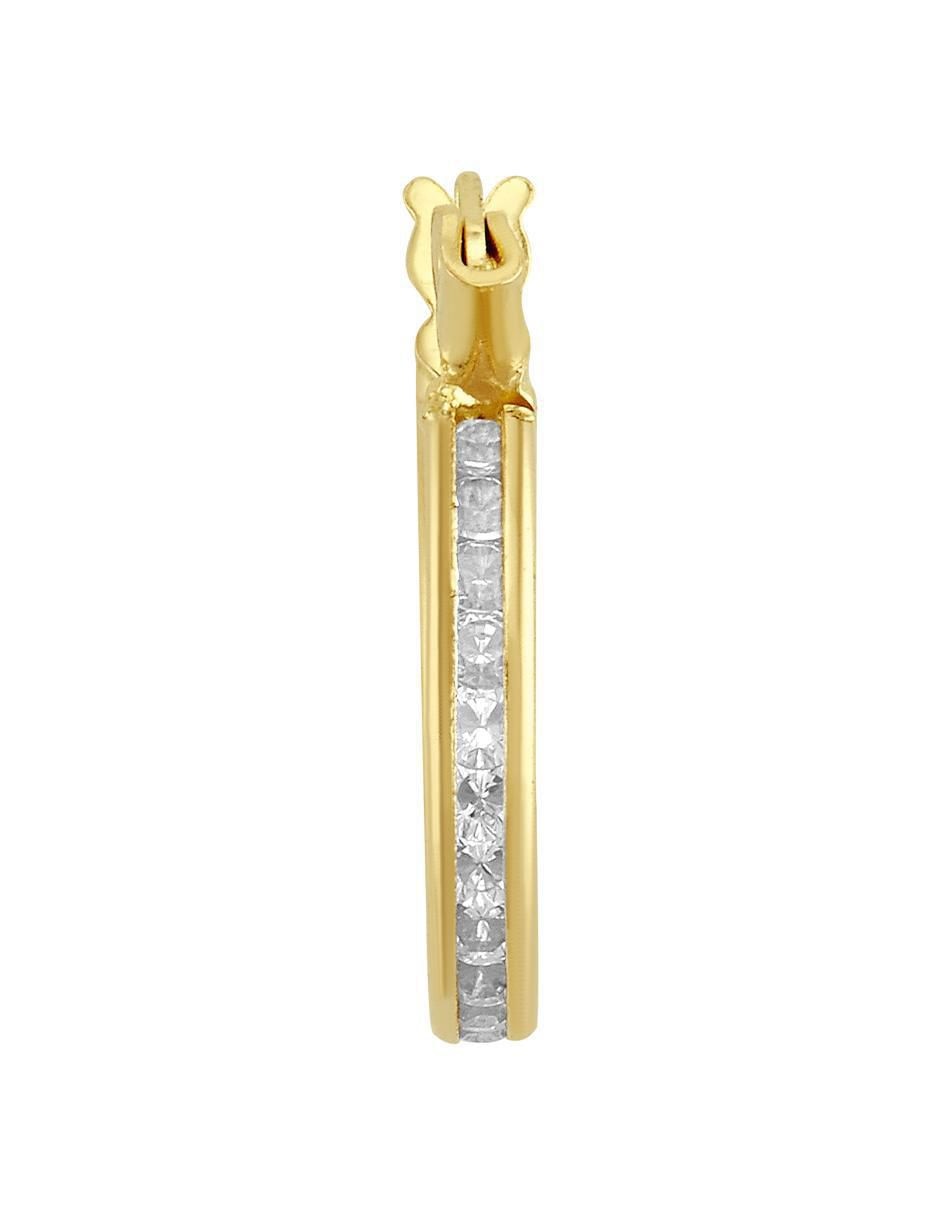 Arracada individual de oro 10 K con acabado brillante zirconia 6