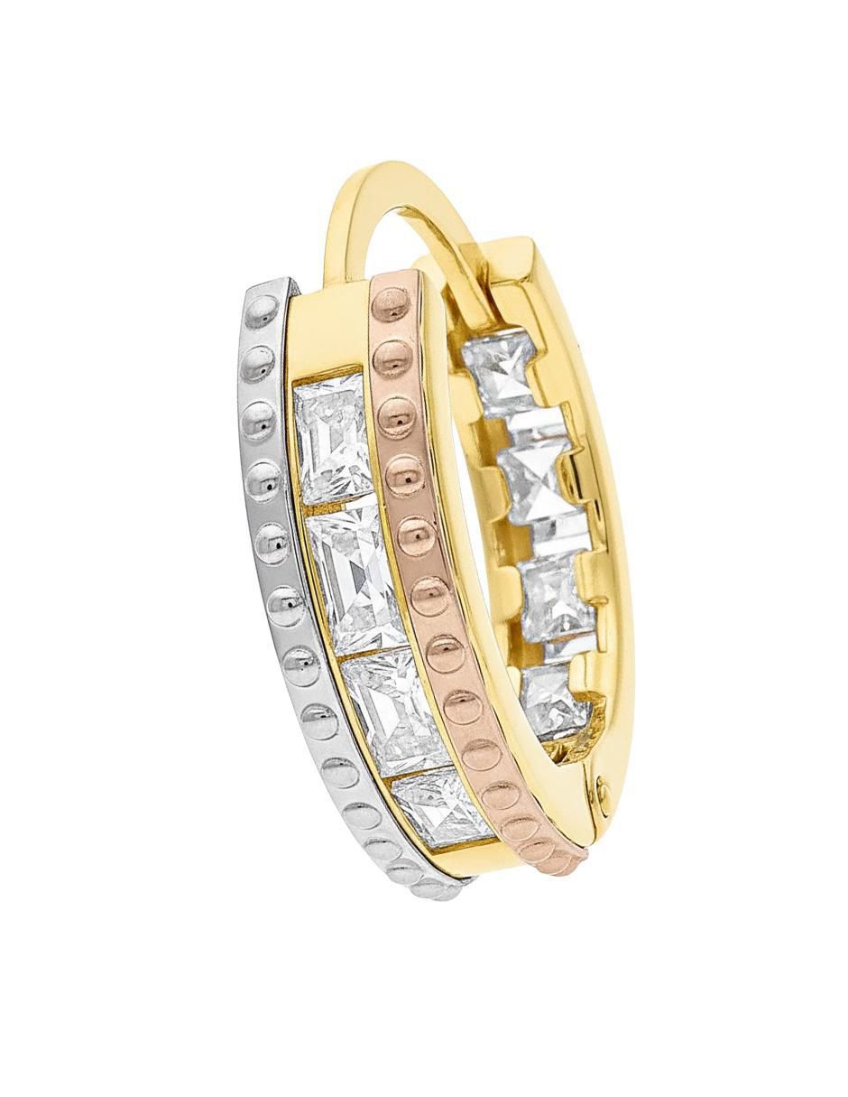 Huggie individual de oro 10 K con acabado brillante zirconia