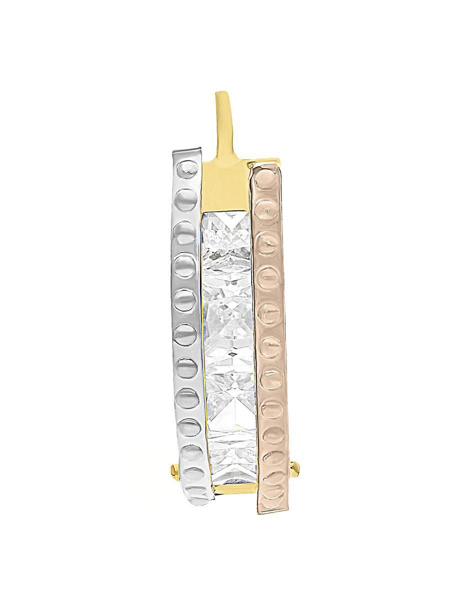 Huggie individual de oro 10 K con acabado brillante zirconia 3