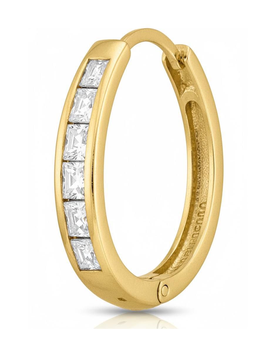 Huggie individual de oro 10 K con acabado brillante zirconia