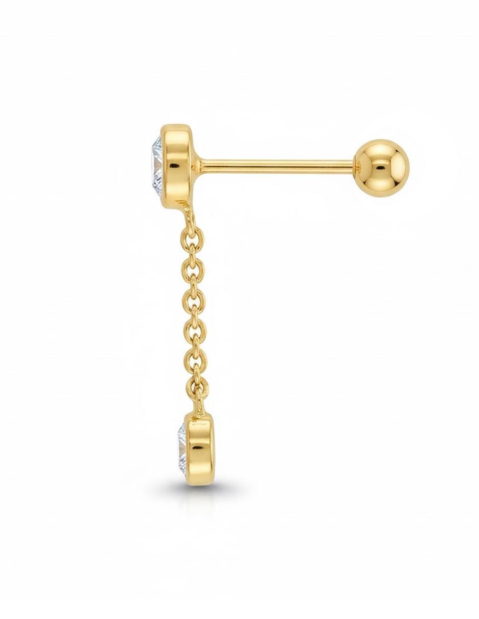 Broquel individual de oro 10 K con acabado brillante zirconia 2