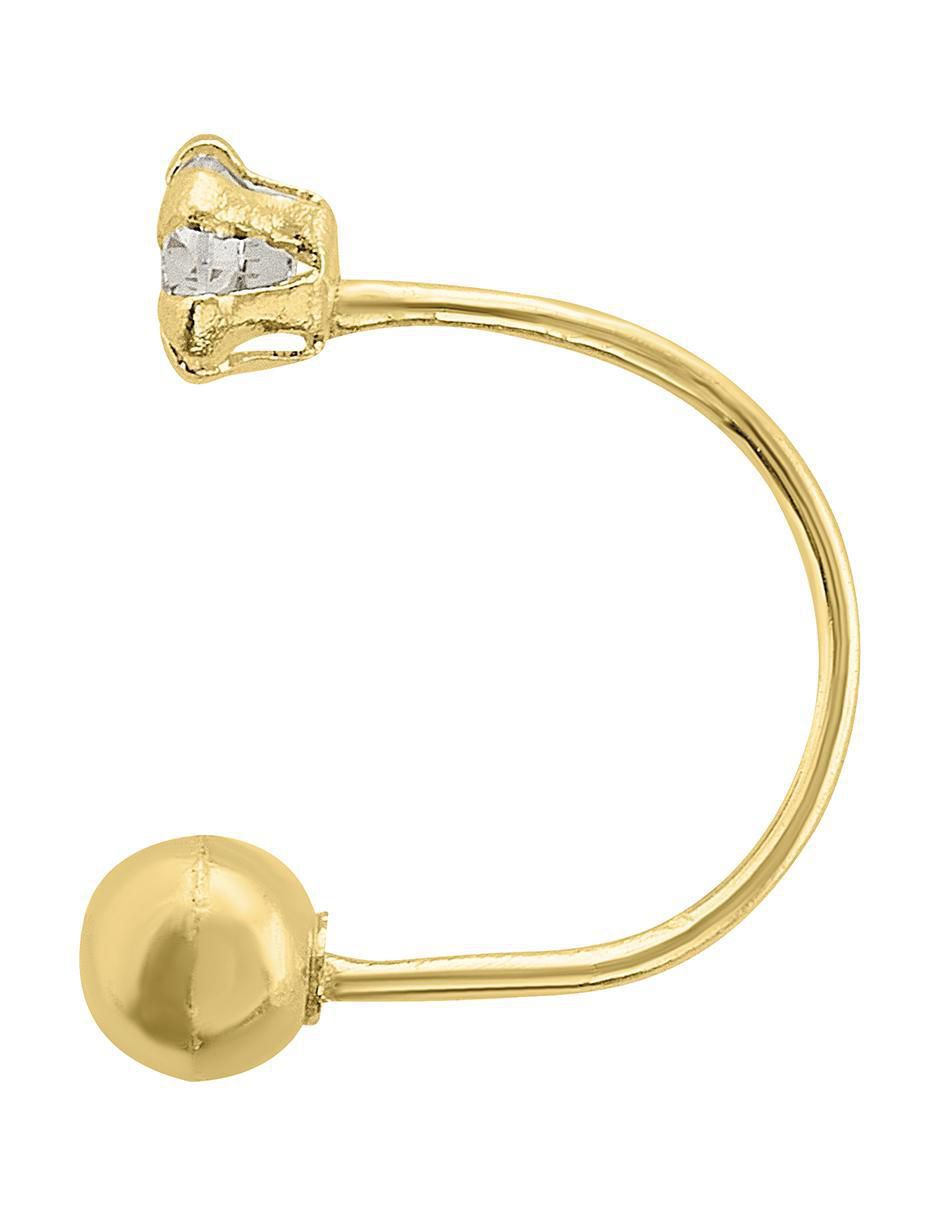 Broquel individual de oro 10 K con acabado brillante zirconia 2