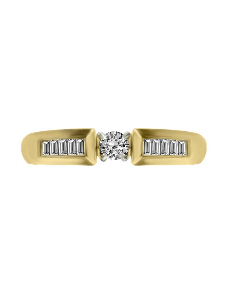 Anillo de compromiso de oro 14 k Unity diamante