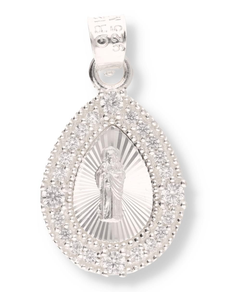 Dije de gota San Judas Tadeo de plata P 925 circonita
