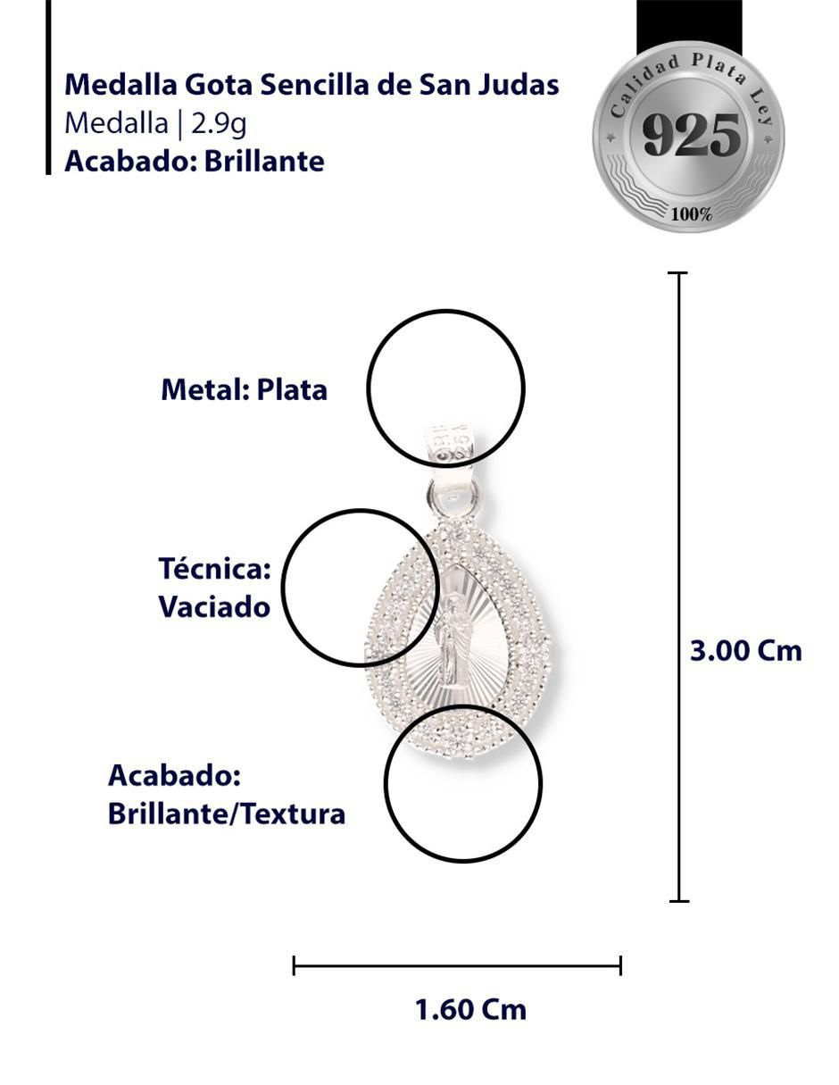 Dije de gota San Judas Tadeo de plata P 925 circonita 3