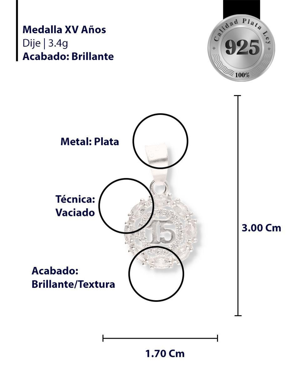 Dije redondo Love de plata P 925 circonita 3