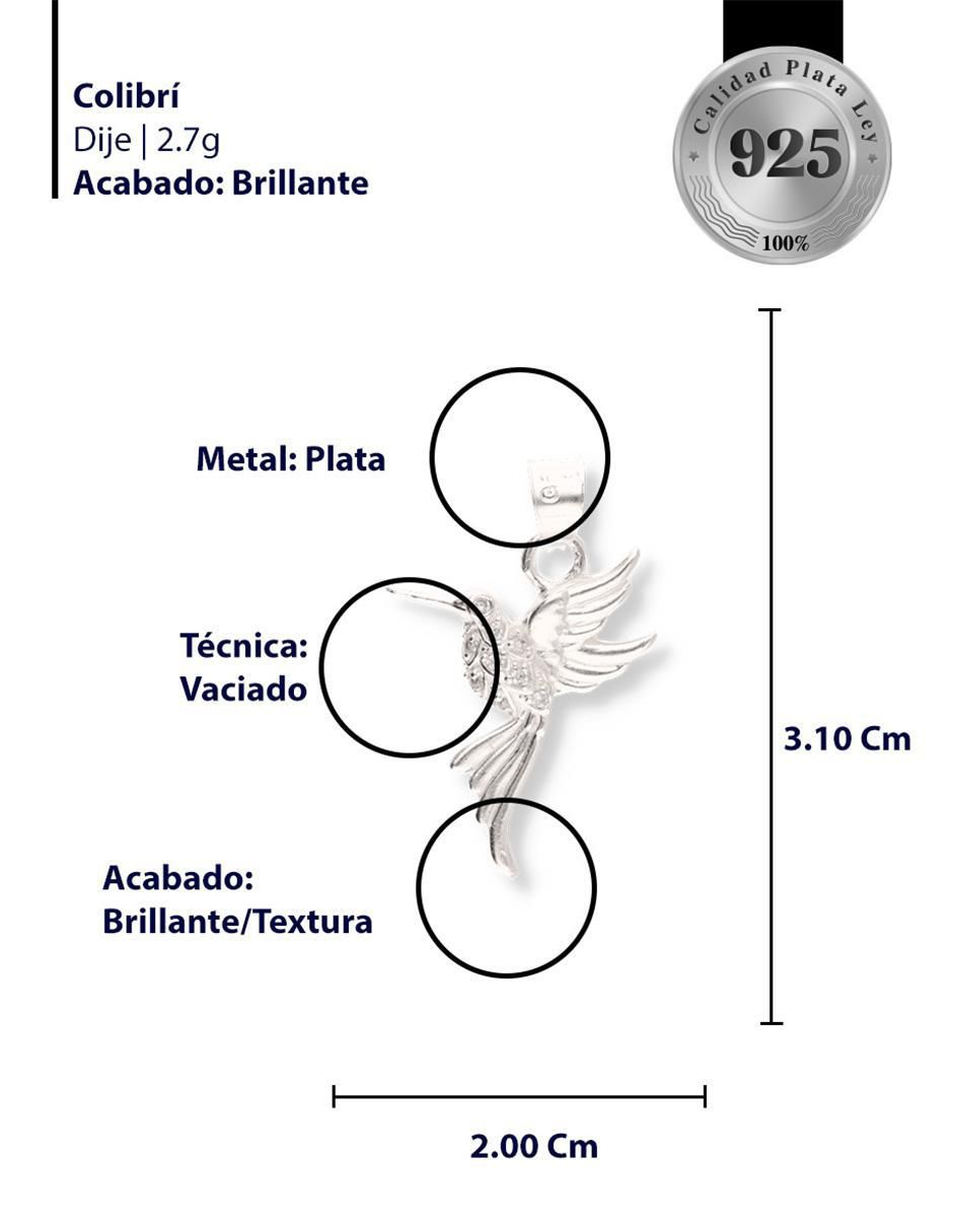 Dije de colibrí Naturaleza de plata P 925 circonita 3