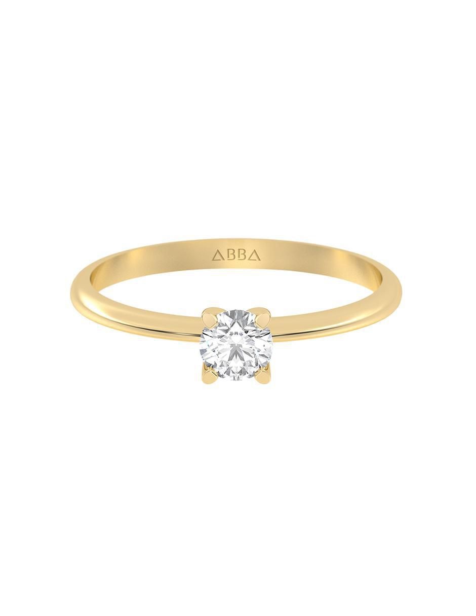 Anillo 10 k de oro zirconia brillante