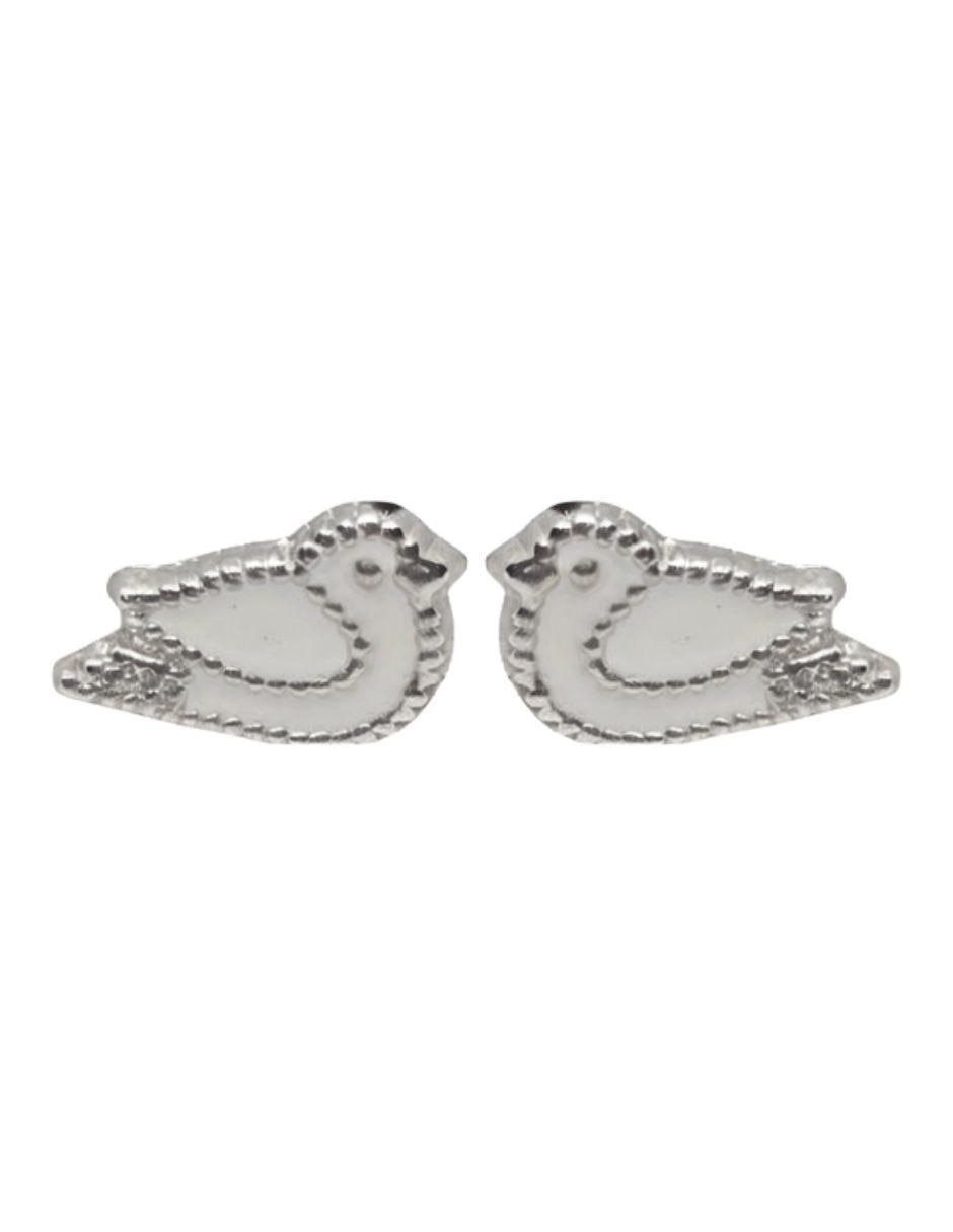 Broqueles de pájaro de plata P 925 con acabado esmaltado