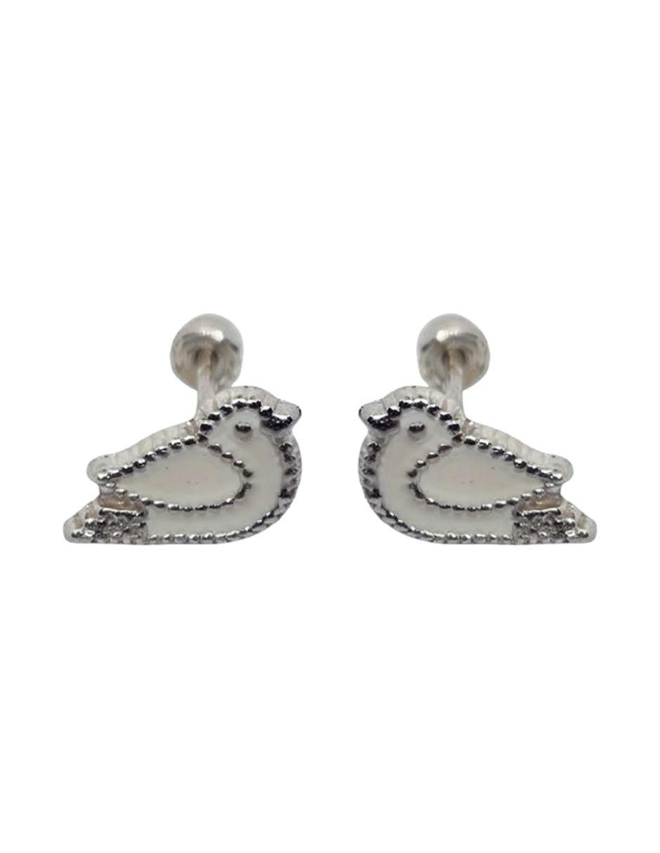 Broqueles de pájaro de plata P 925 con acabado esmaltado 2