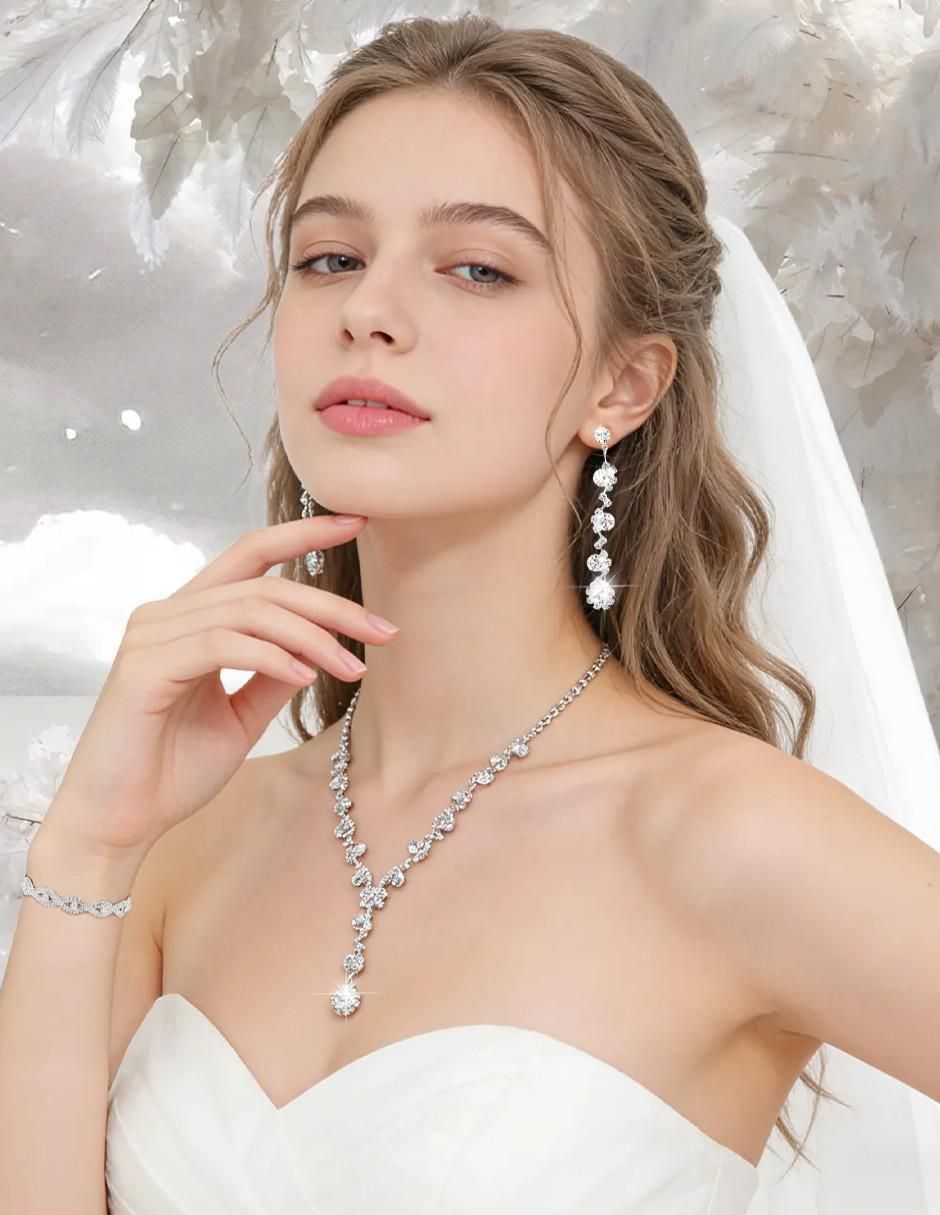 Aretes, collar y pulsera cristal 2
