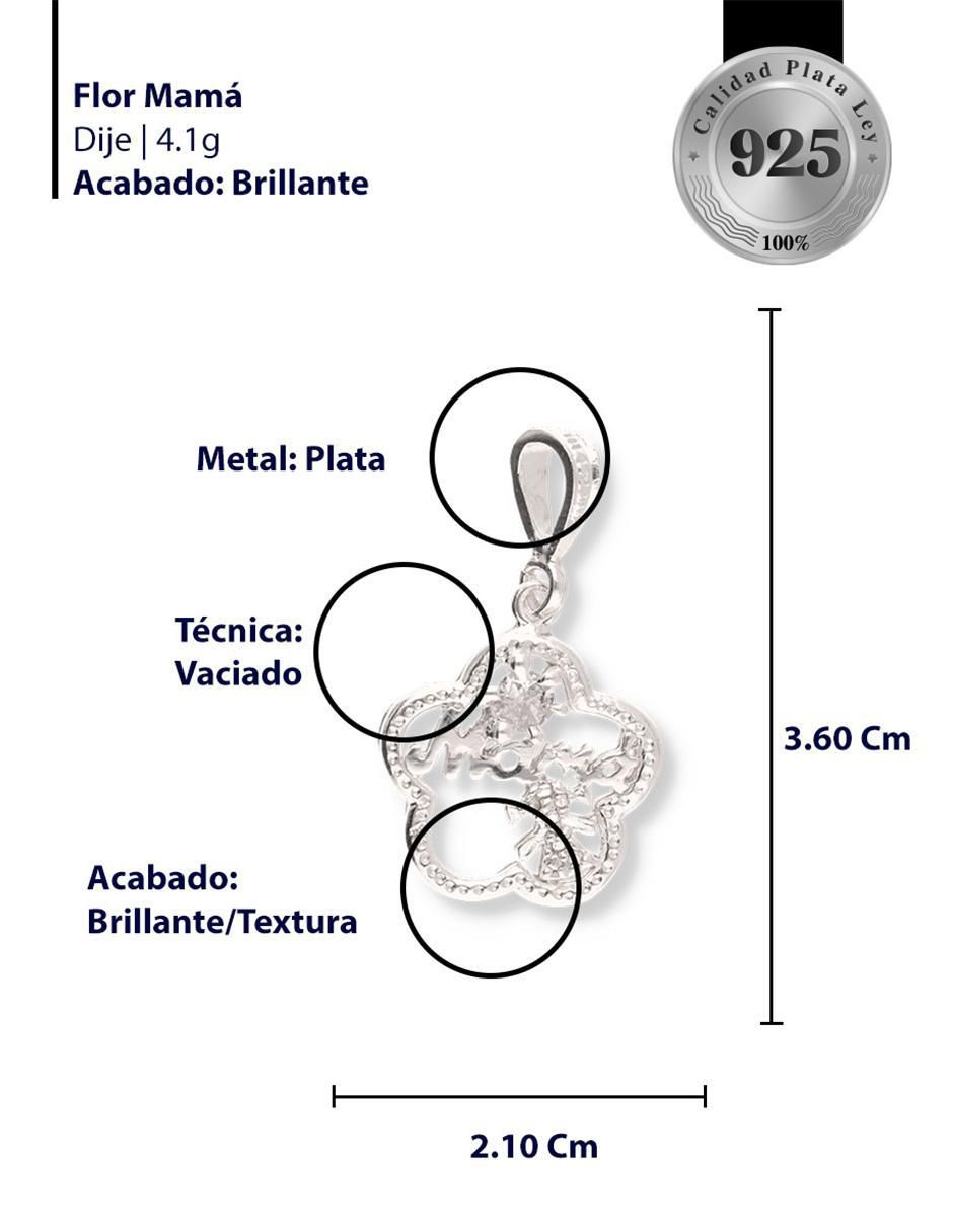Dije de Flor Love de plata P 925 3