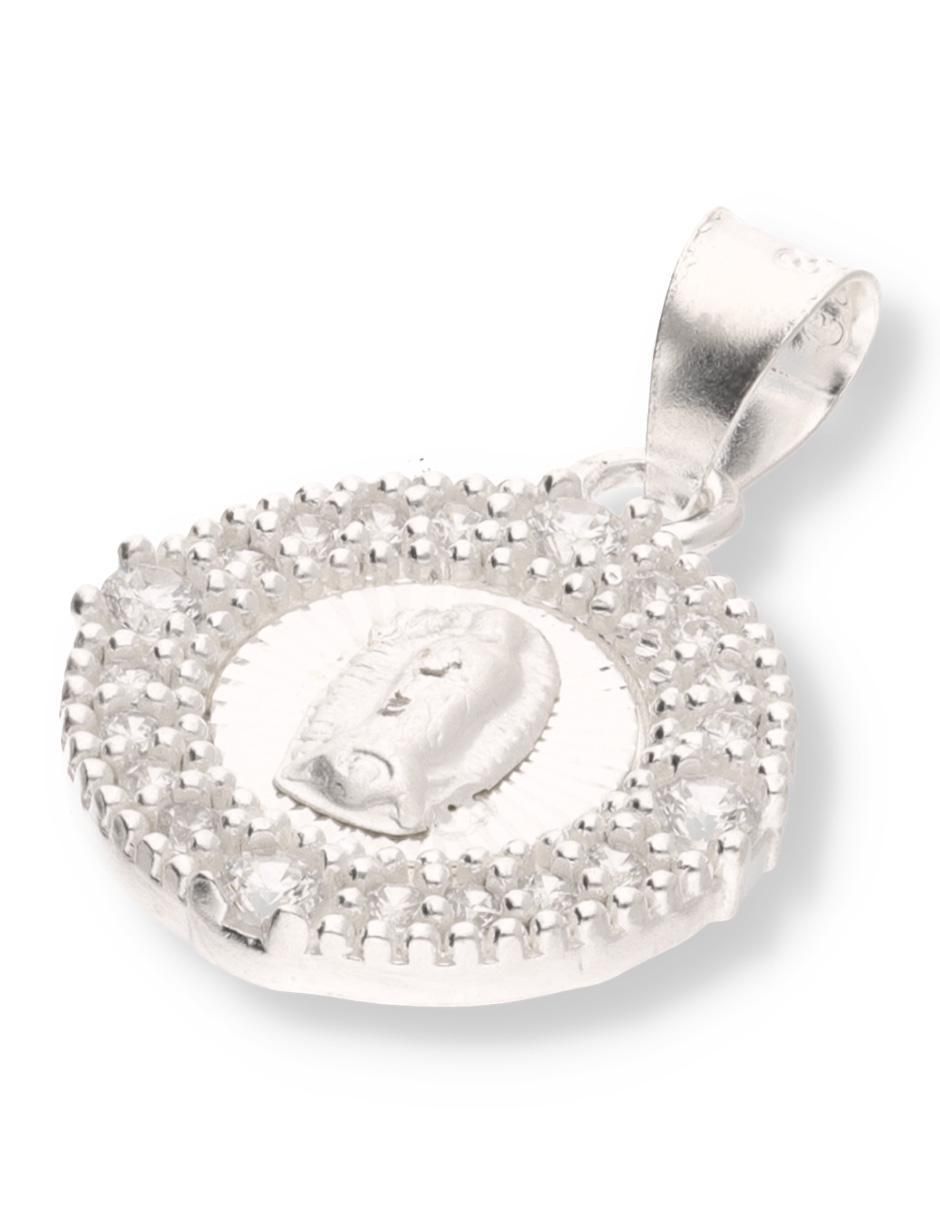 Dije redondo Religioso Virgen de Guadalupe de plata P 925 2