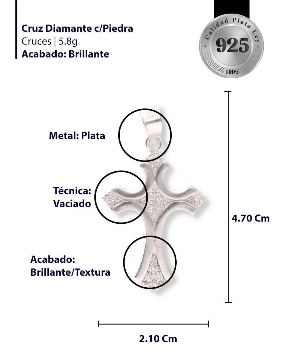 Dije de cruz Cristo de plata P 925 circonita 3