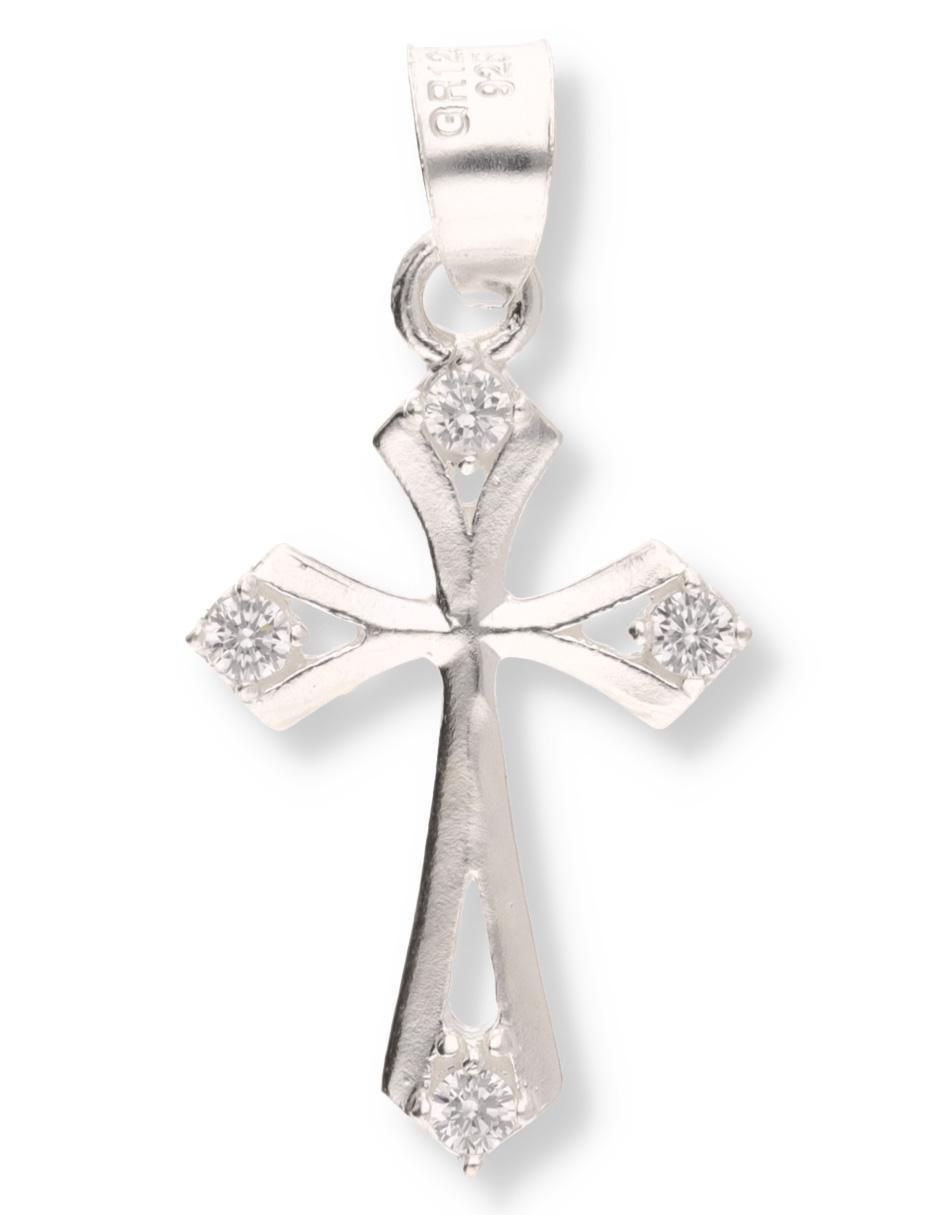 Dije de cruz Cristo de plata P 925 circonita